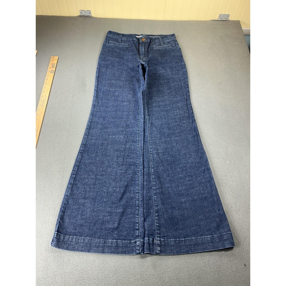 Wrangler Jeans Womens 12 Blue Dark Wash Mid Rise Flared Denim ModCloth